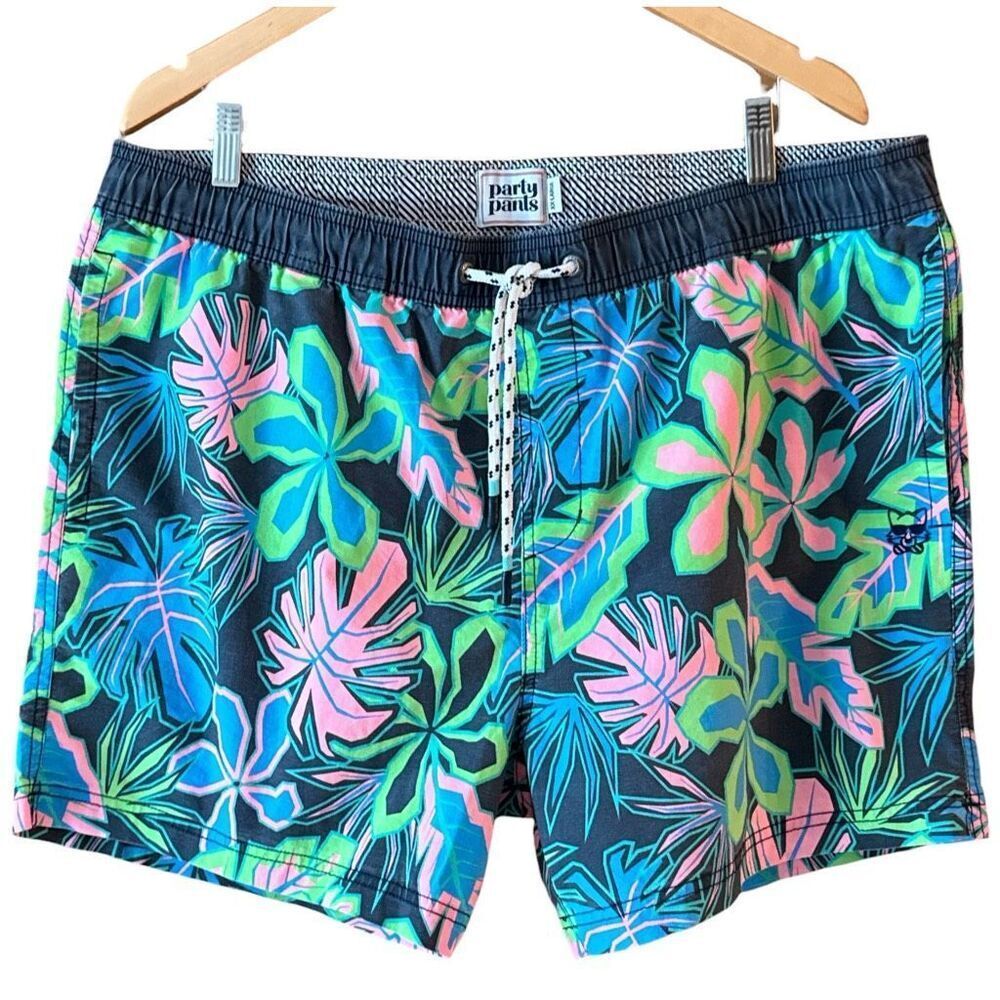 PARTY PANTS Floral Bro Tropical Swim Trunks XXL